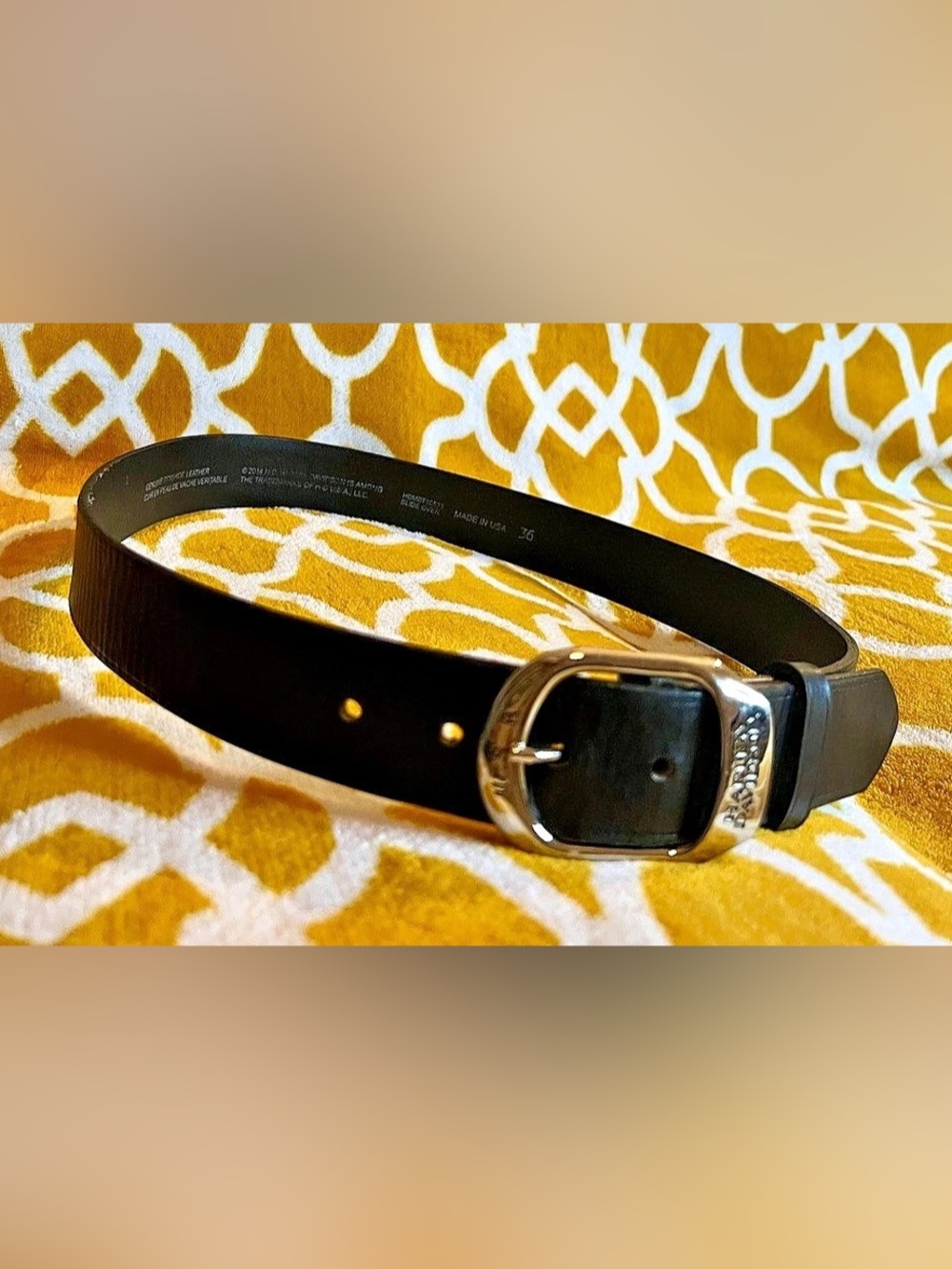 Harley-Davidson Slide Cover Leather Belt Black Size 36 Like